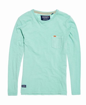 Superdry Dry Originals Hosszú Ujjú Pocket Férfi Pólók Világos Zöld | GWDNR3964